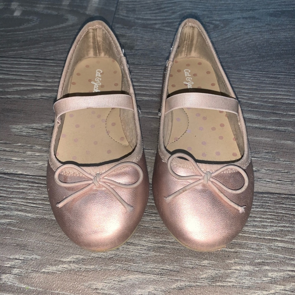 Kids rose gold flats